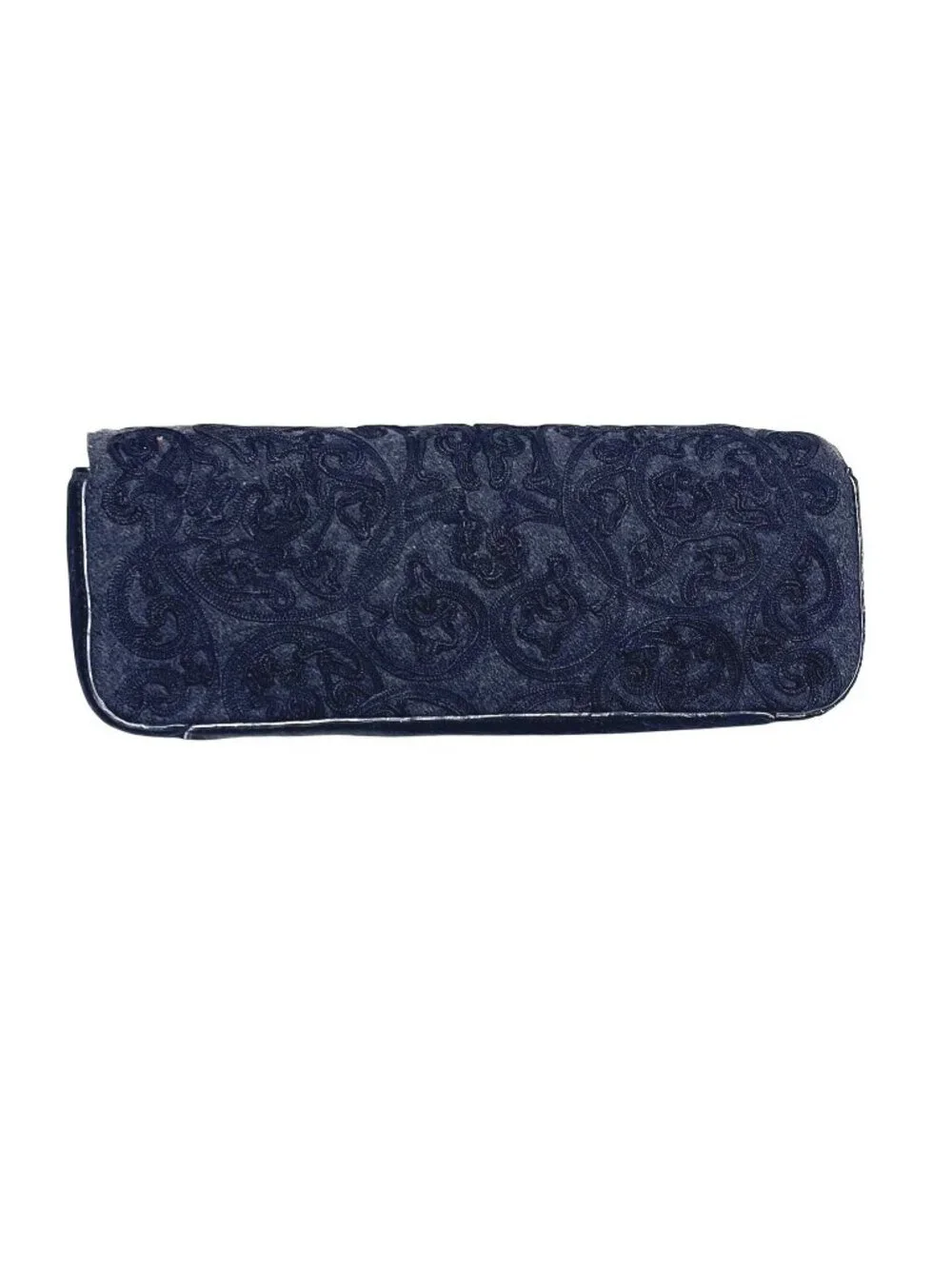 Adrienne Vittadini Embroidered Black Pony Hair Clutch
